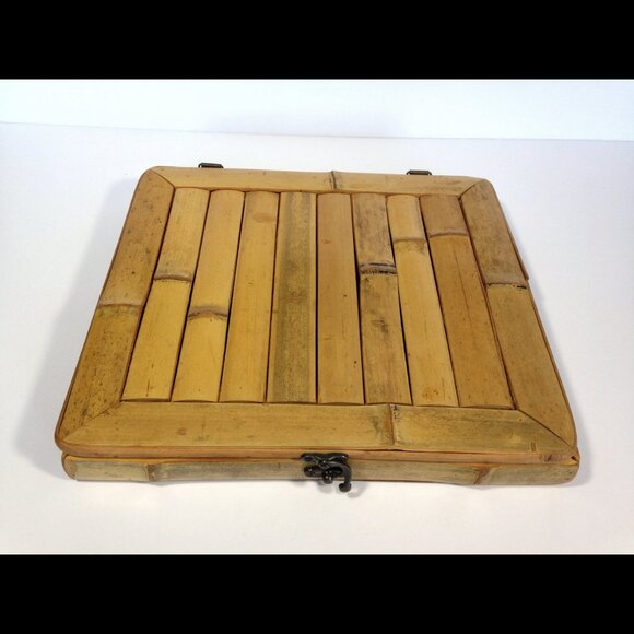 Small Real Bamboo Box - for tea, jewelry, pens, trinkets etc tropical tiki decor - Picture 3 of 6